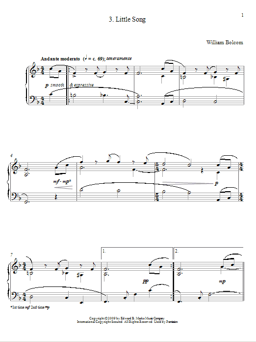 Product gallery: Page 1 of 1 Little Song, William Bolcom