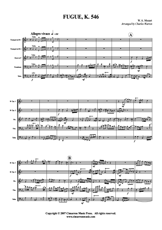 Produktbild zu: Fuge in C-Moll, K. 546 W. A. Mozart