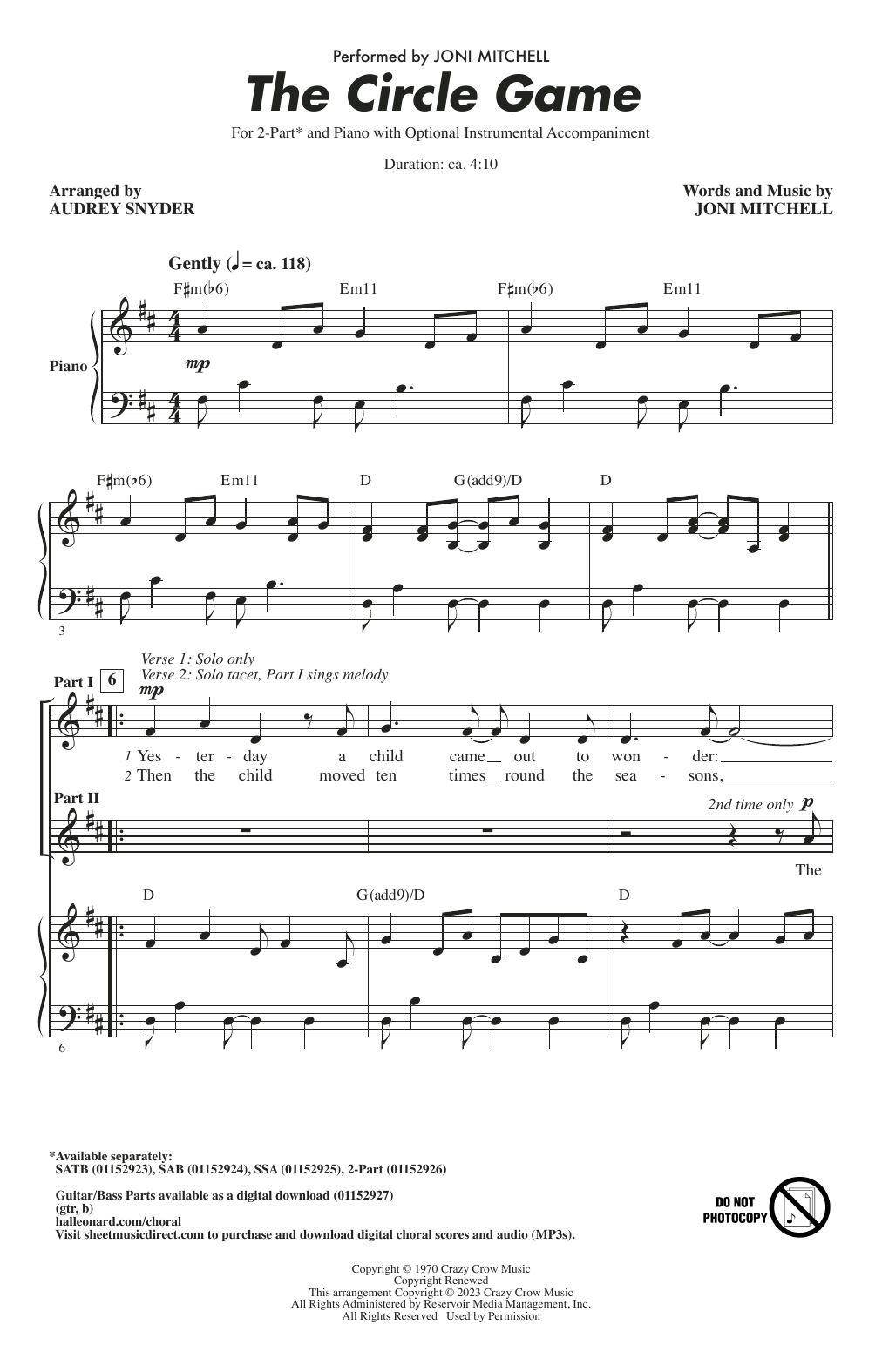 Product picture to: The Circle Game (arr. Audrey Snyder)