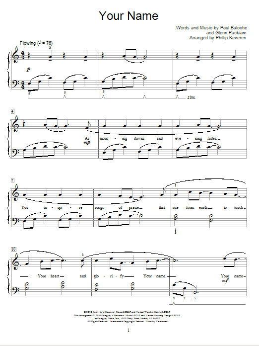 Product picture to: Your Name (arr. Phillip Keveren)