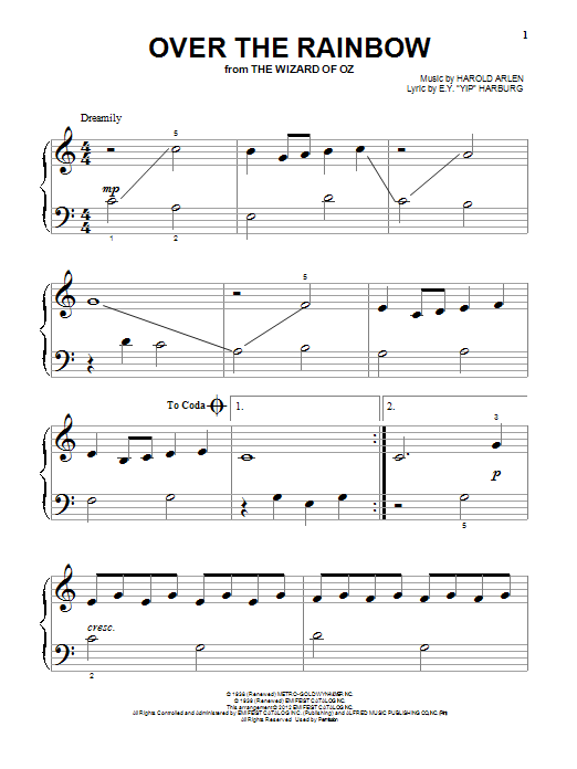 Produktgalerie: Seite 1 von 1 Over The Rainbow, Harold Arlen, Klavier