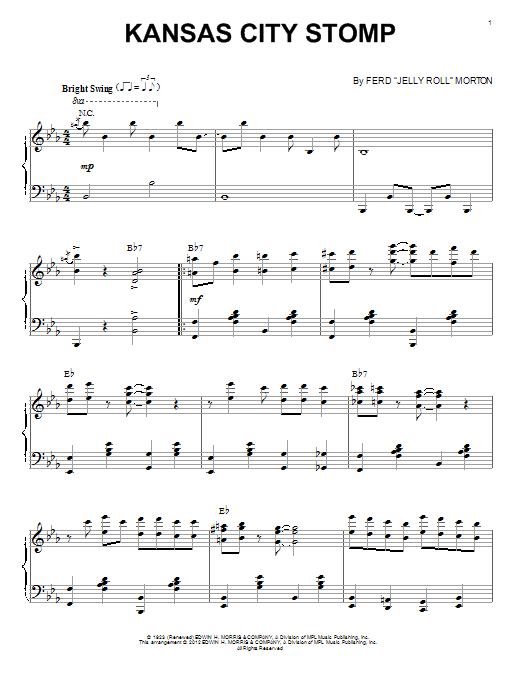 Product gallery: Page 1 of 1 Kansas City Stomp (arr. Brent Edstrom), Jelly Roll Morton
