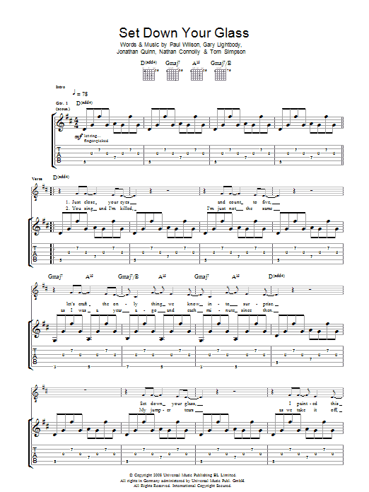 Produktgalerie: Seite 1 von 1 Set Down Your Glass, Snow Patrol, Gitarre