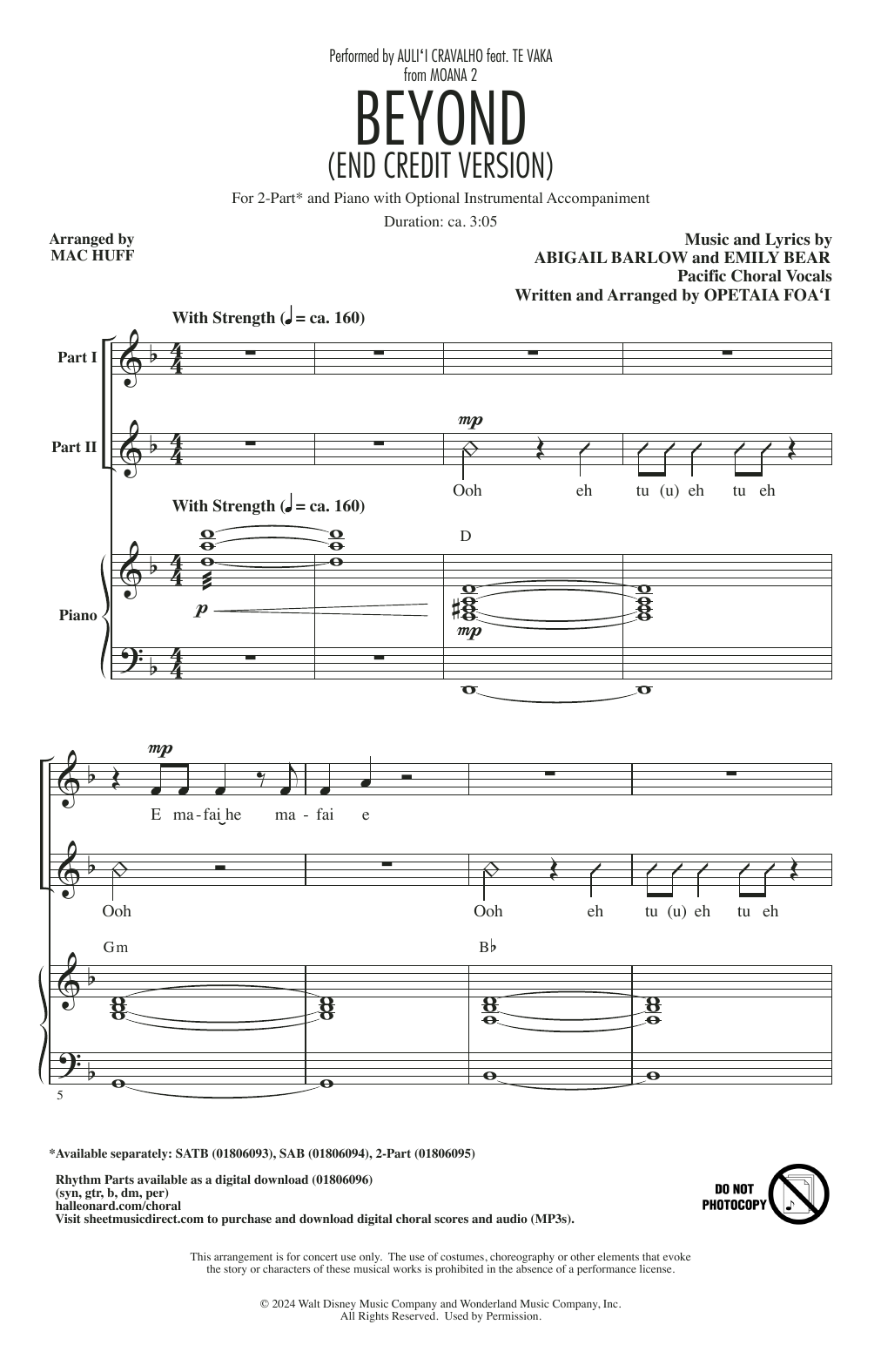 Produktbild zu: Beyond (End Credit Version) (from Moana 2) (arr. Mac Huff)