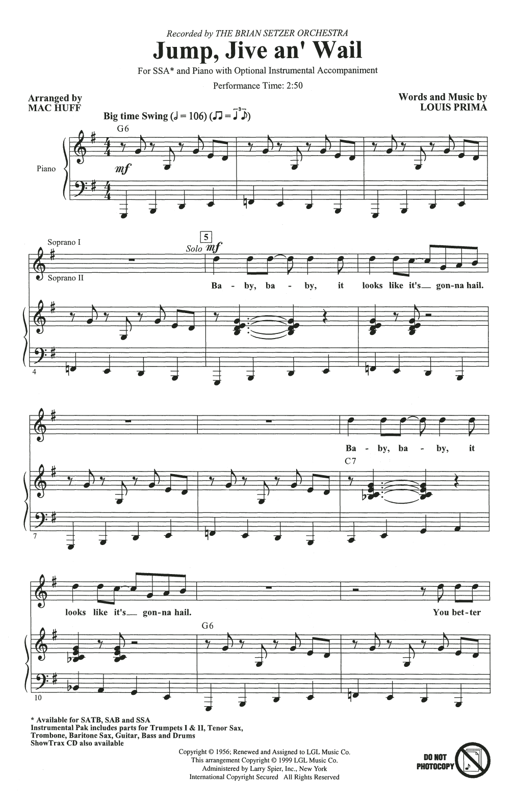 Product gallery: Page 1 of 1 Jump, Jive An' Wail (arr. Mac Huff), The Brian Setzer Orchestra
