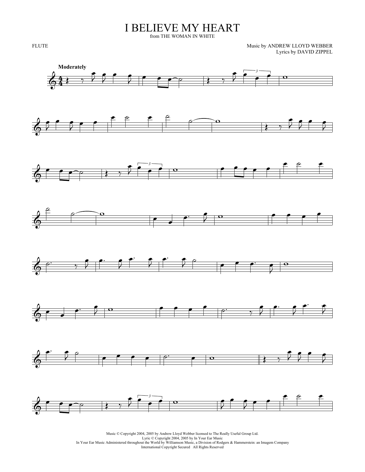 Product gallery: Page 1 of 1 I Believe My Heart (from The Woman In White), Andrew Lloyd Webber