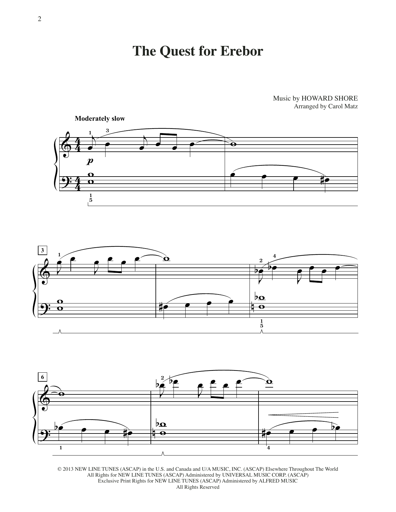 Product picture to: The Quest For Erebor (from The Hobbit: The Desolation Of Smaug) (arr. Carol Matz)