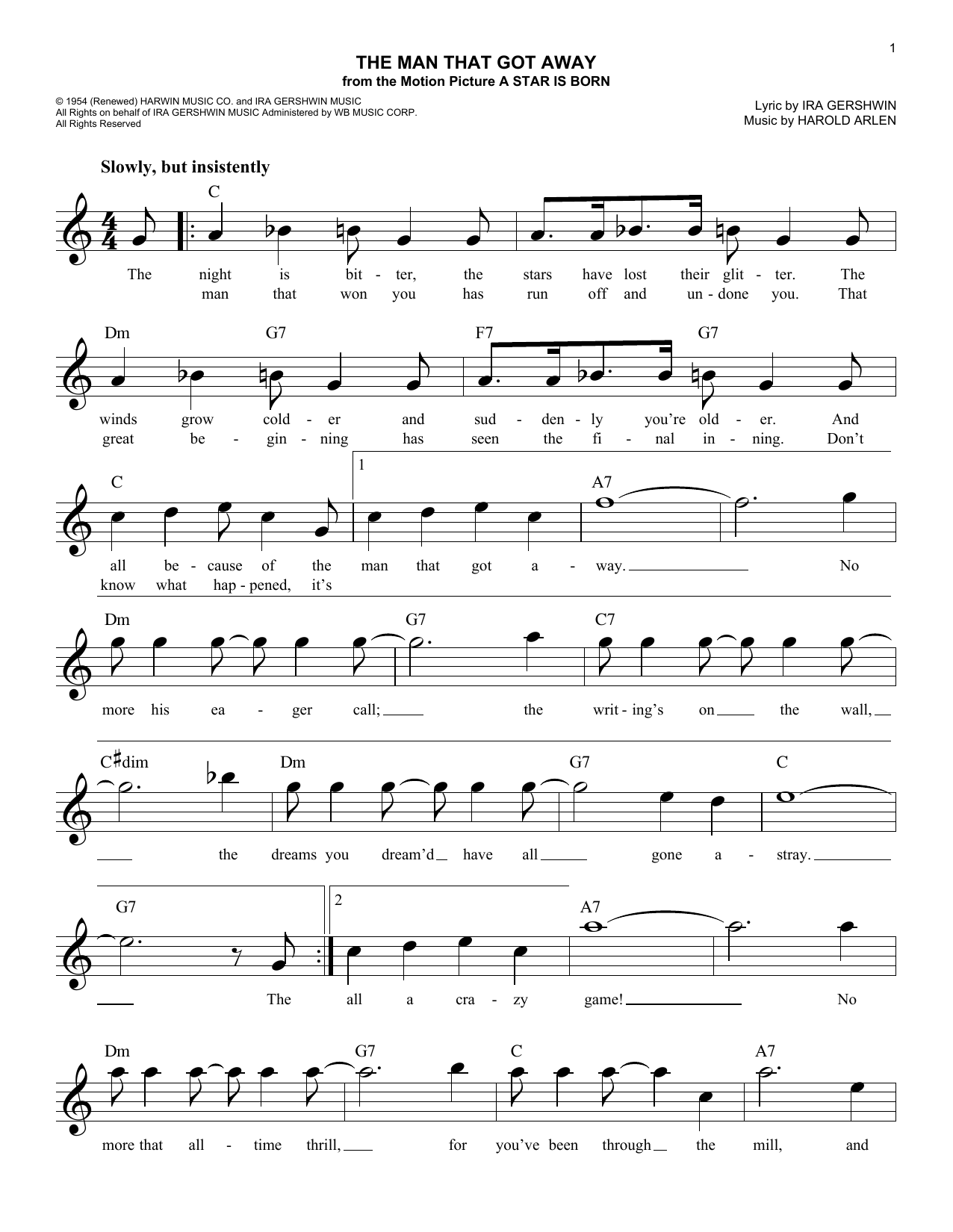Product gallery: Page 1 of 1 The Man That Got Away, Harold Arlen