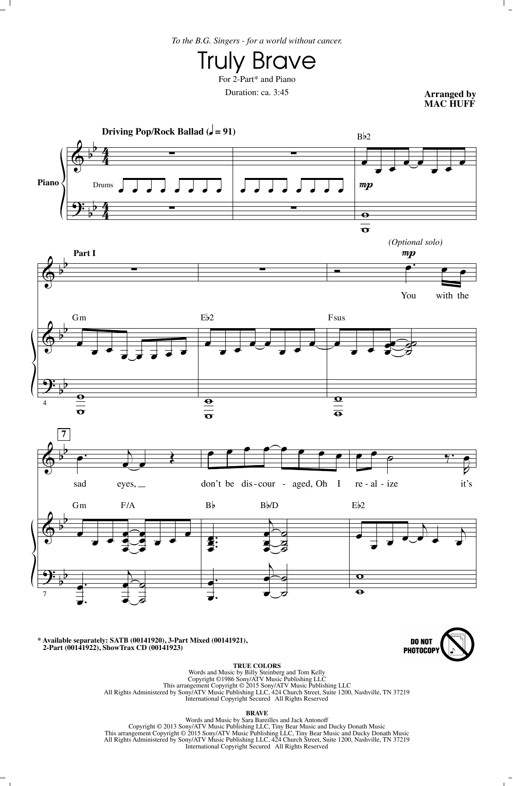 Product picture to: Truly Brave (arr. Mac Huff)