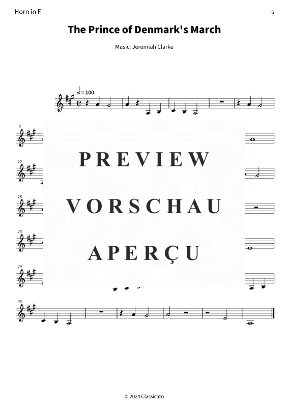 gallery: The Prince of Denmark´s March - from A Collection of Ayres for the Harpsichord or Spinett with very Plain & Easey Directions for Young Beginners, , (Blechbläser Trio Trompete in C, Horn in F + Posaune)