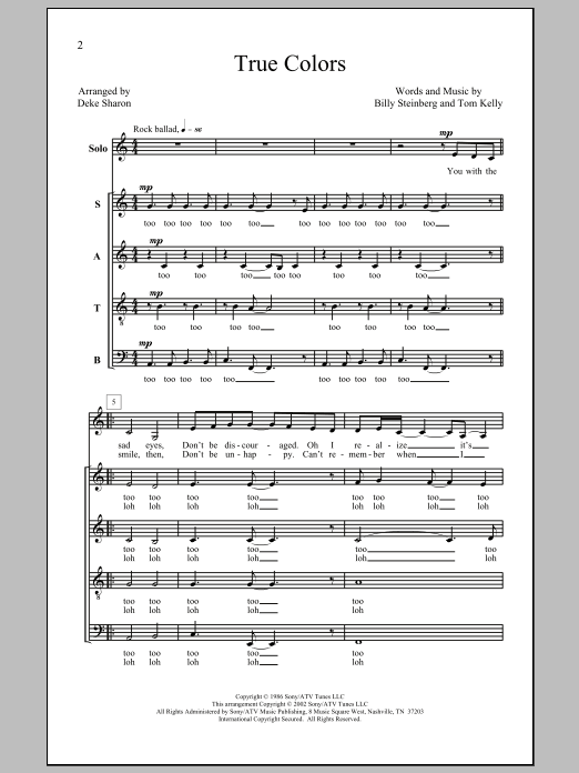 Product picture to: True Colors (arr. Deke Sharon)