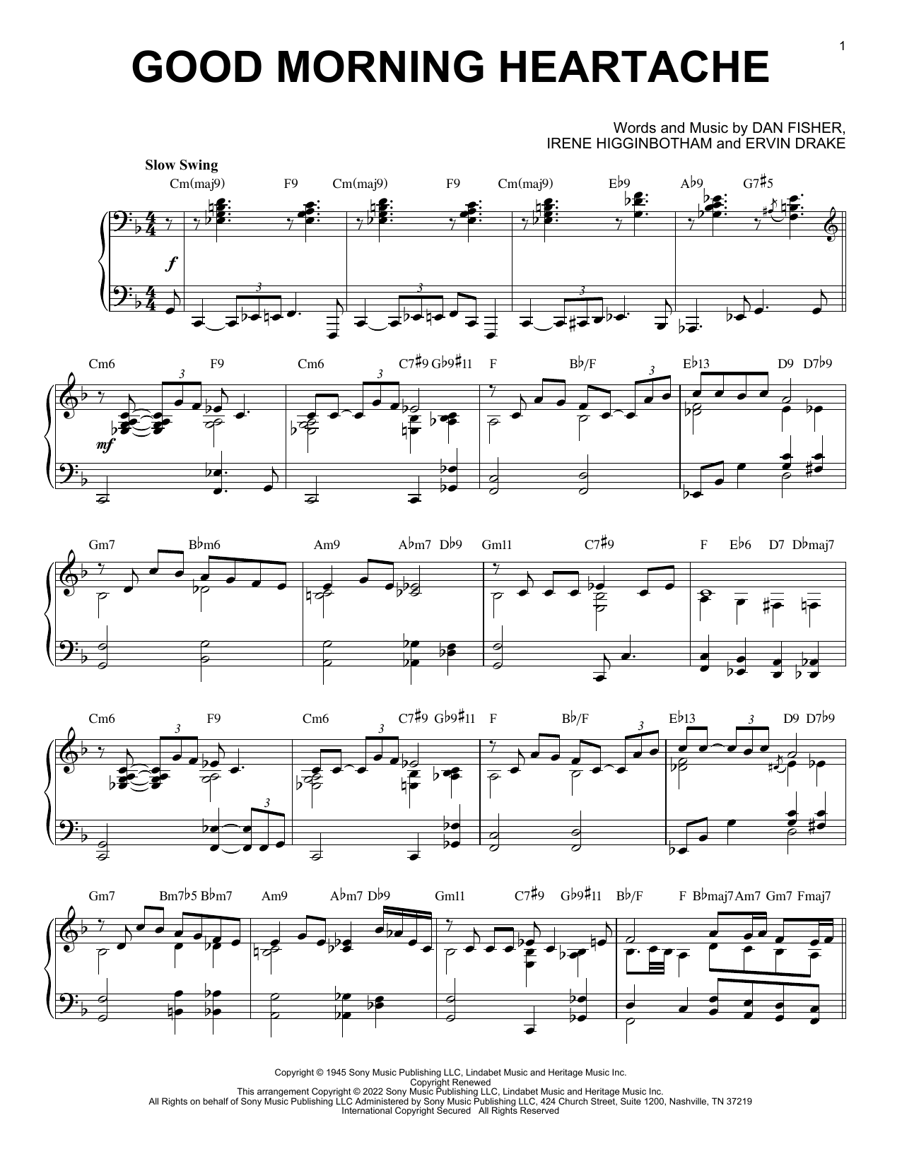 Product picture to: Good Morning Heartache [Jazz version] (arr. Brent Edstrom)