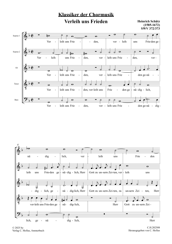 Produktbild zu: Verleih uns Frieden (Geistliche Chormusik - Klassiker der Chormusik)Heinrich Schütz