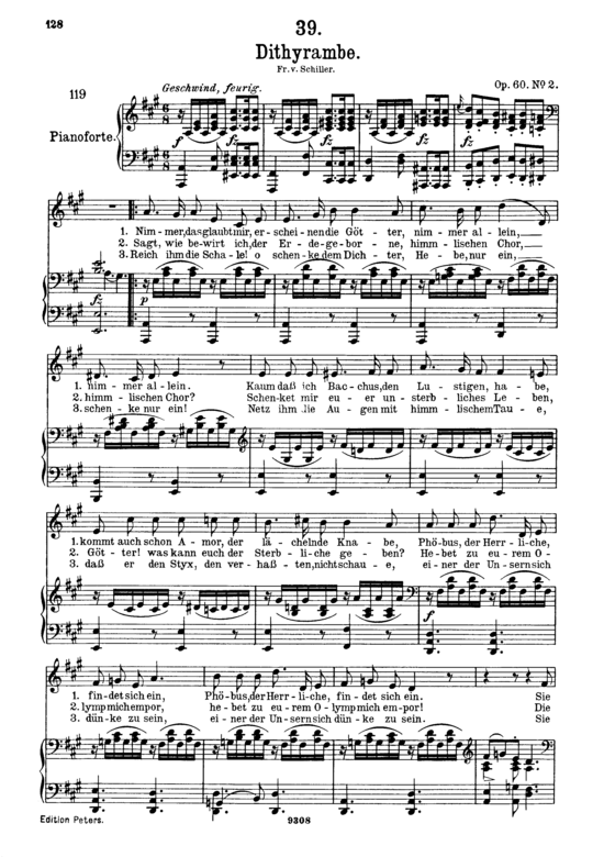 Product picture to: Dithyrambe D.801Franz Schubert