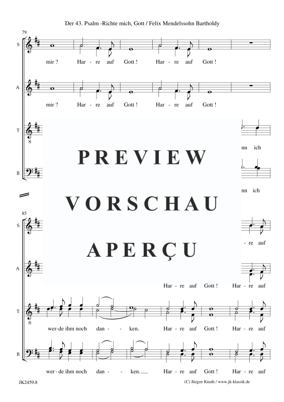 Produktgalerie: Seite 19 von 21 Richte mich , Gott op. 78, Nr. 2, , Gemischter Chor 8-stimmig SSAATTBB