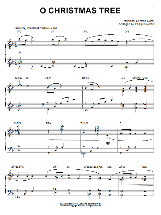 Product gallery: Page 1 of 1 O Christmas Tree [Jazz version] (arr. Phillip Keveren), Traditional