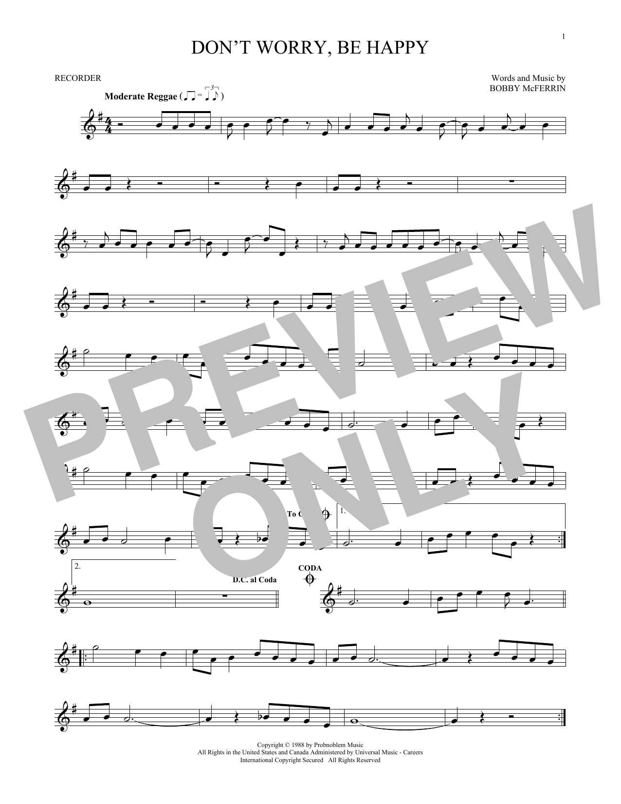Product gallery: Page 1 of 1 Don't Worry, Be Happy, Bobby McFerrin