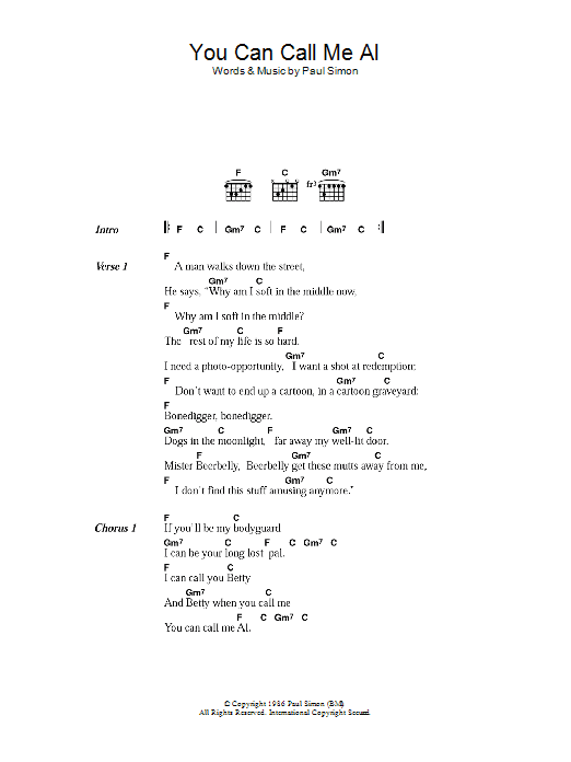 Product gallery: Page 1 of 1 You Can Call Me Al, Paul Simon
