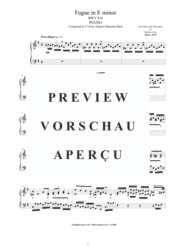 Product gallery: Page 2 of 6 Fugue in E minor BWV 914, , Solo Piano