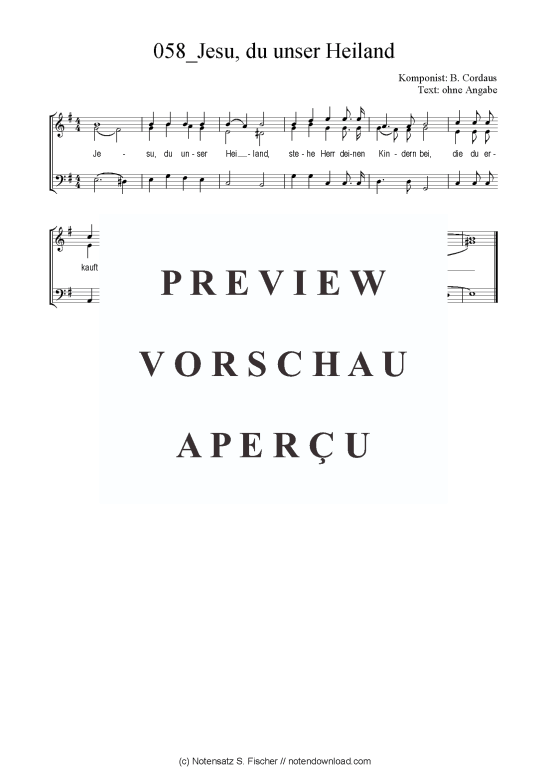 Produktbild zu: Jesu, du unser Heiland B. Cordaus