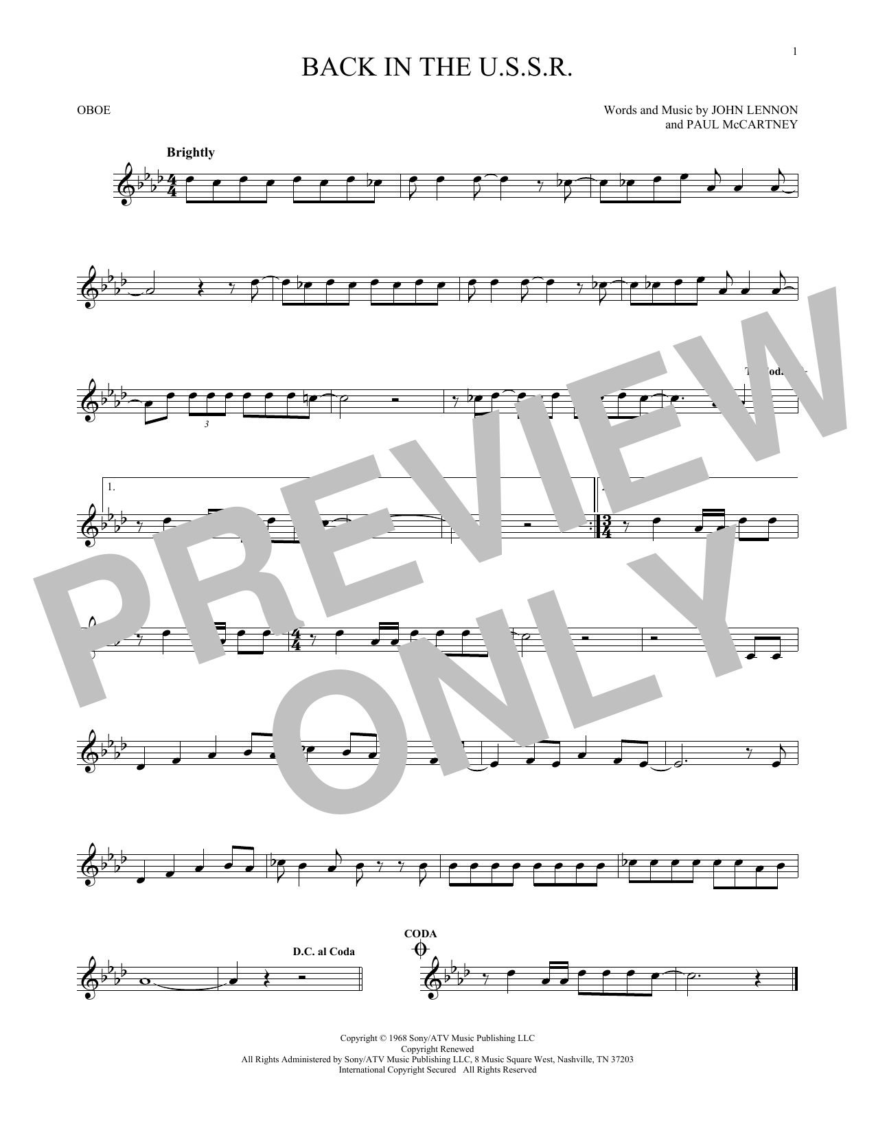 Produktgalerie: Seite 1 von 1 Back In The U.S.S.R., The Beatles, Oboe