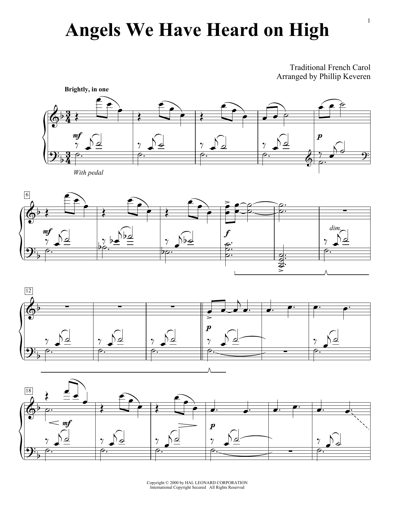 Product picture to: Angels We Have Heard On High (arr. Phillip Keveren)