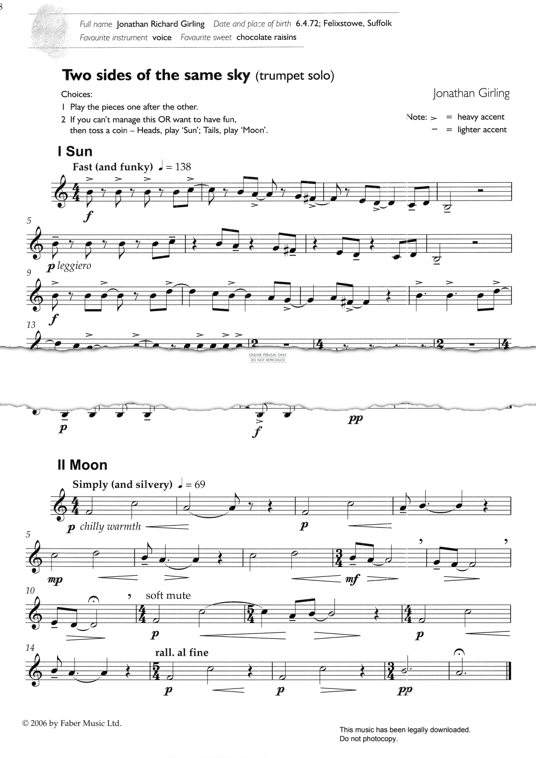 Produktgalerie: Seite 1 von 1 Two Sides Of The Same Sky, Jonathan Girling, Trompete
