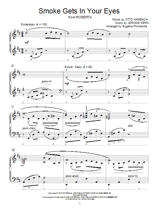 Produktbild zu: Smoke Gets In Your Eyes (from Roberta) (arr. Eugenie Rocherolle)