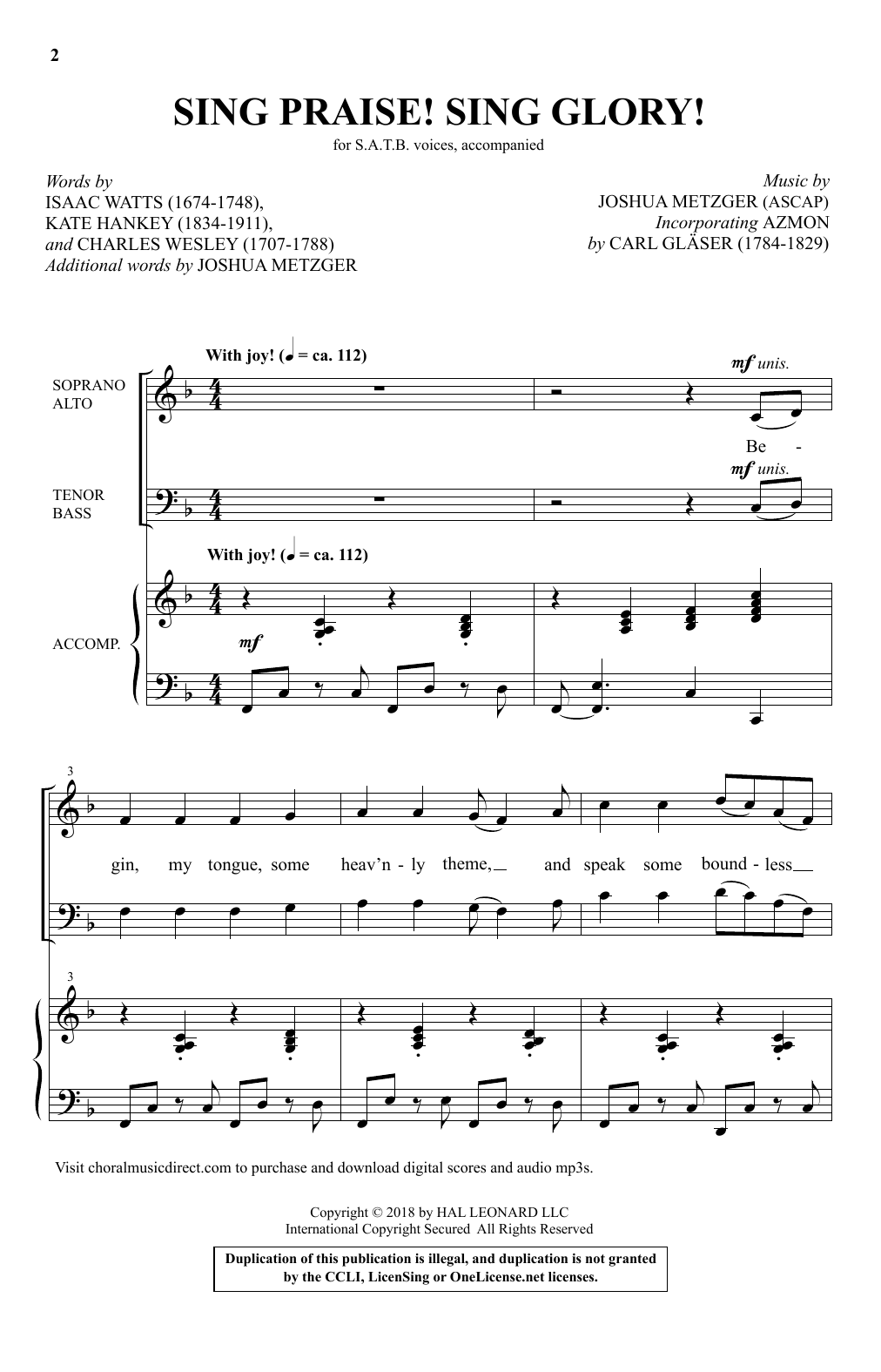 Produktbild zu: Sing Praise! Sing Glory!