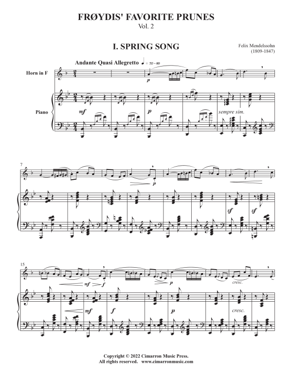 Produktgalerie: Seite 1 von 11 Frøydis' Favorite Prunes, Vol. II, , Horn in F und Klavier