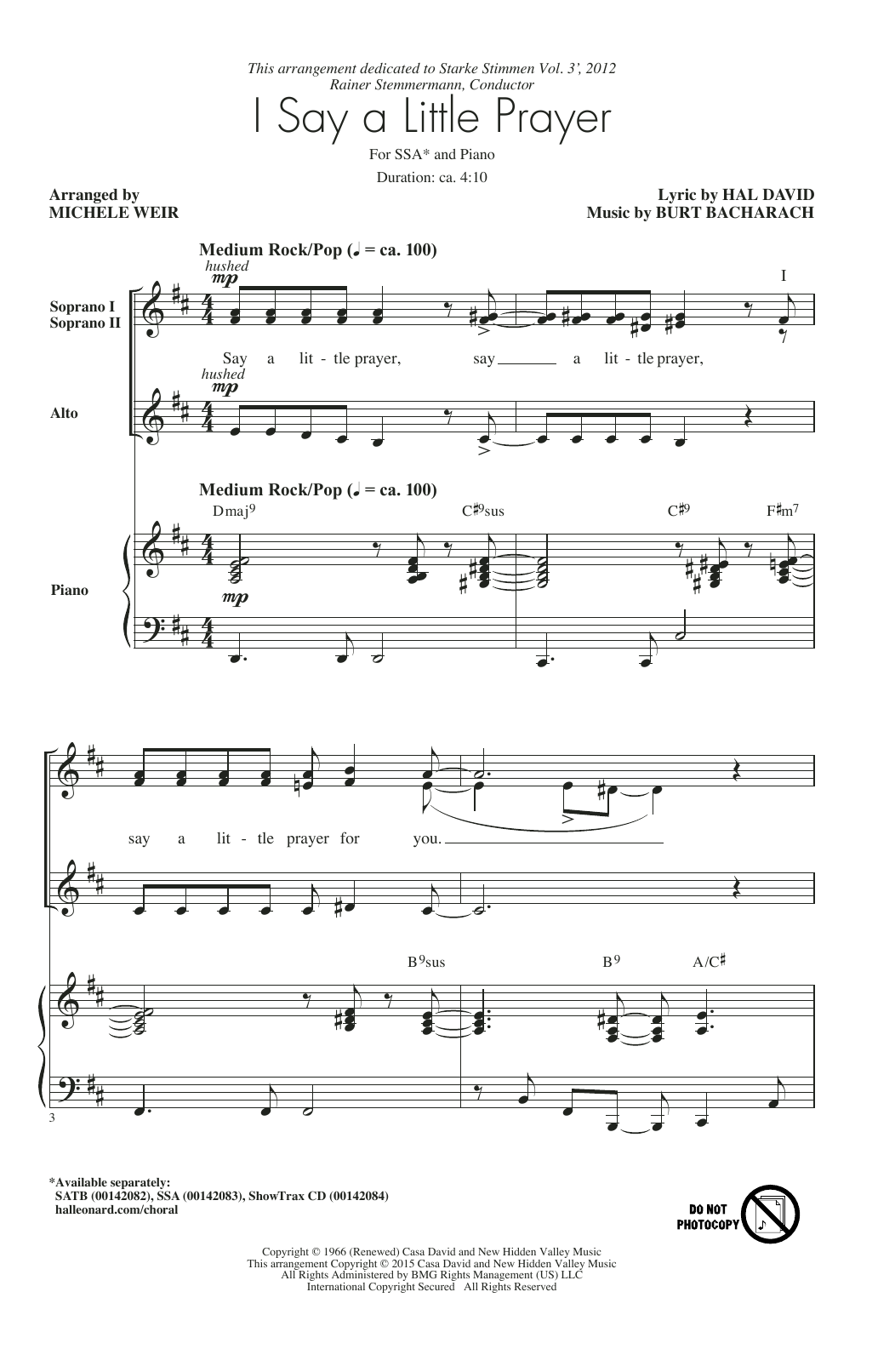 Produktgalerie: Seite 1 von 1 I Say A Little Prayer (arr. Michele Weir), Dionne Warwick, Chor