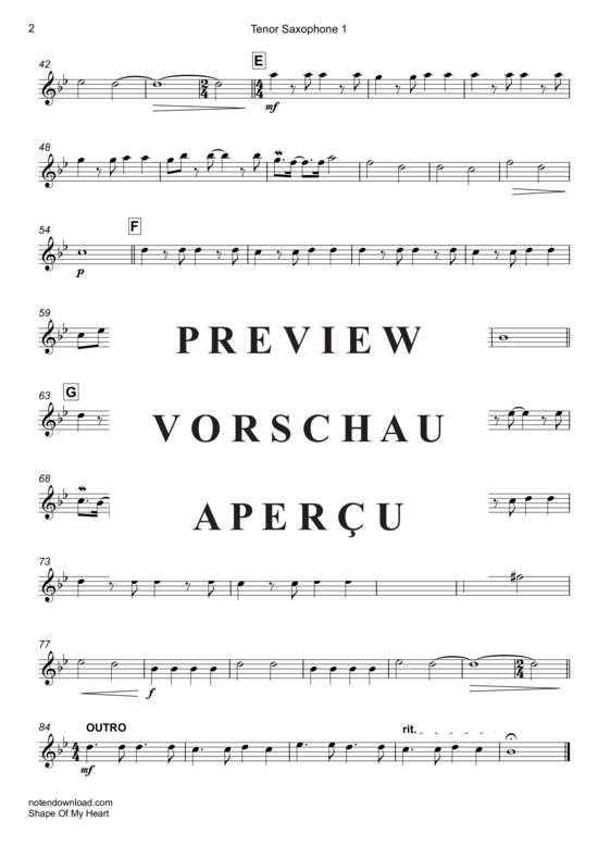Product gallery: Page 12 of 18 Shape of My Heart (Saxophon Quintett/Ensemble A(S) , Sting, ATTB)