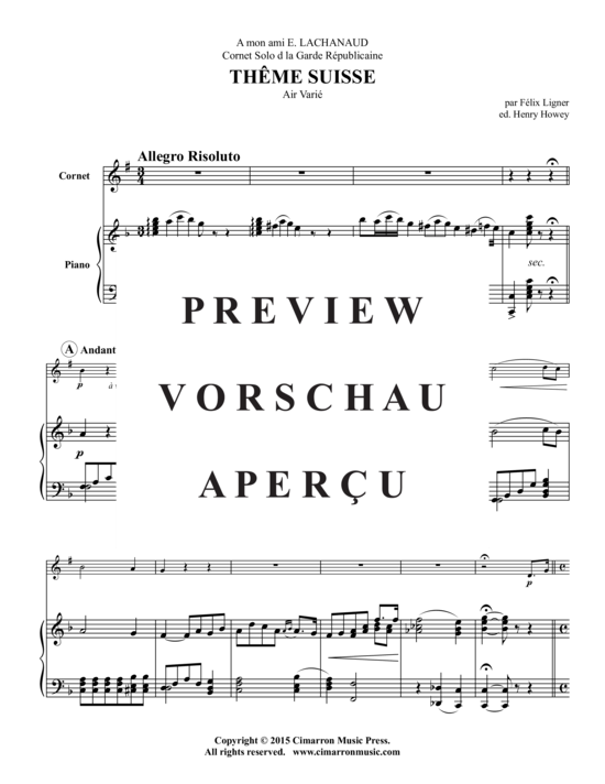 Produktgalerie: Seite 3 von 18 Theme Suisse , , (Trompete in B + Klavier)