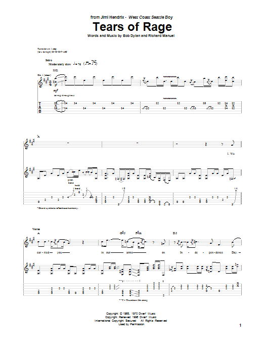 Produktgalerie: Seite 1 von 1 Tears Of Rage, Jimi Hendrix, Gitarre