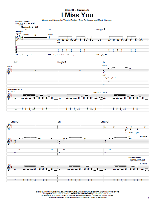 Produktgalerie: Seite 1 von 1 I Miss You, Blink-182, Gitarre