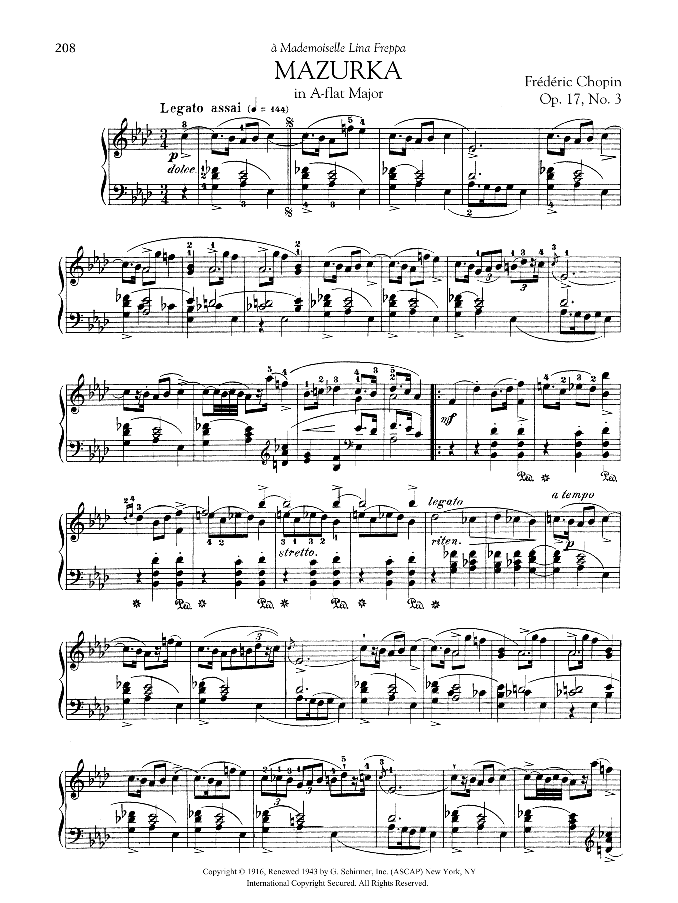 Product gallery: Page 1 of 1 Mazurka in A-flat Major, Op. 17, No. 3, Frédéric Chopin