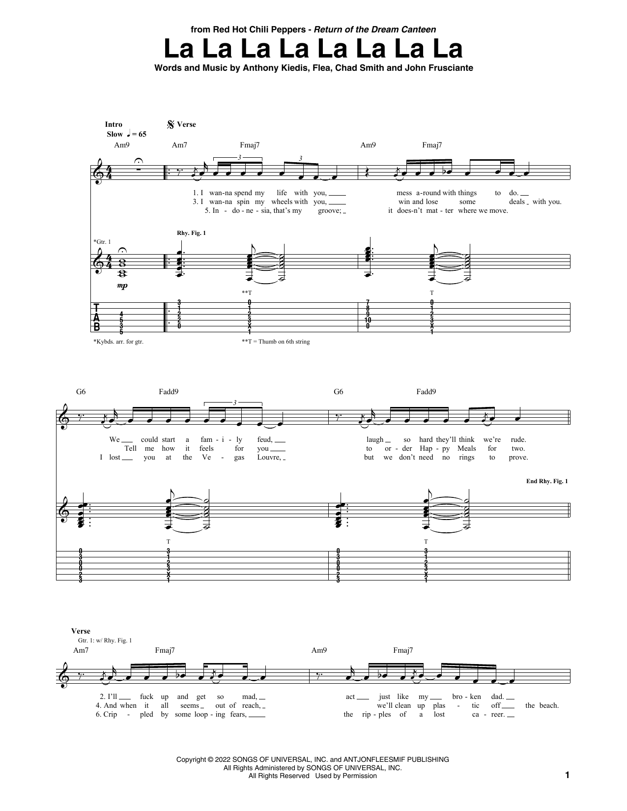 Produktgalerie: Seite 1 von 1 La La La La La La La La, Red Hot Chili Peppers, Gitarre