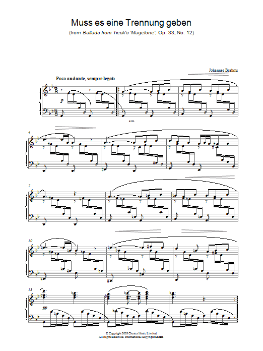 Product gallery: Page 1 of 1 Muss es eine Trennung geben (from Ballads from Tieck's 'Magelone', Op. 33, No. 12), Johannes Brahms
