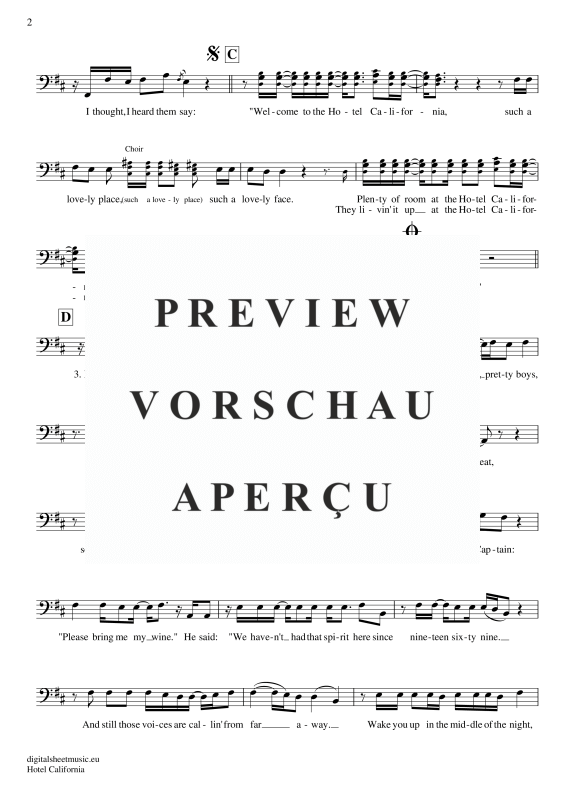 Product gallery: Page 3 of 5 Hotel California, Eagles, The, (Posaune / Bariton)