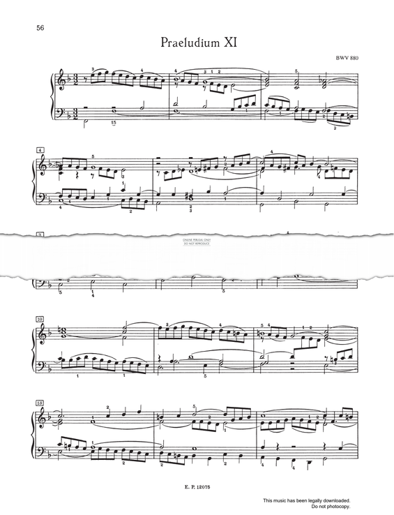 Produktbild zu: Prelude And Fugue No.11 in F major, BWV 880 (from 'The Well-Tempered Klavier Book II')