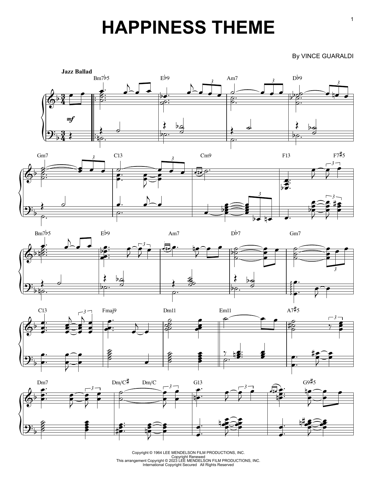 Product picture to: Happiness Theme [Jazz version] (arr. Brent Edstrom)