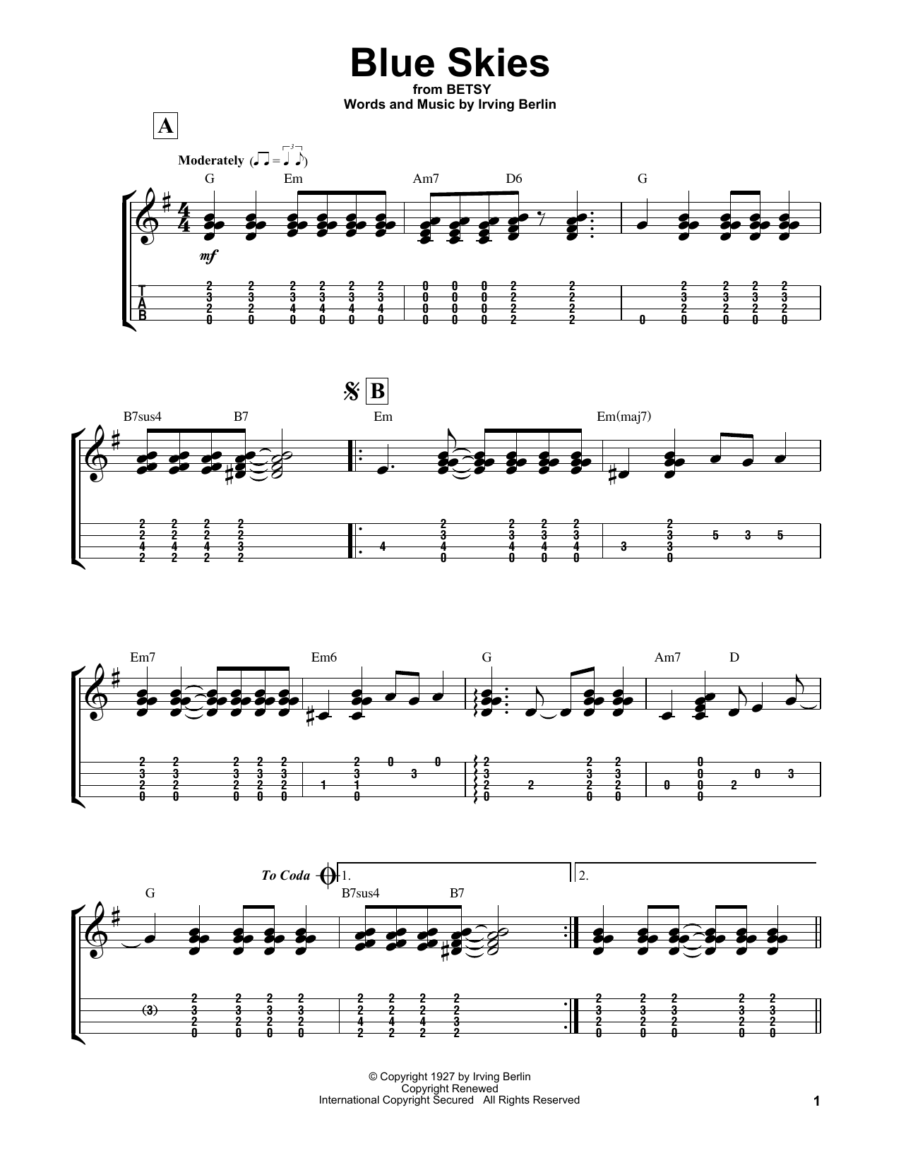 Product gallery: Page 1 of 1 Blue Skies, Irving Berlin