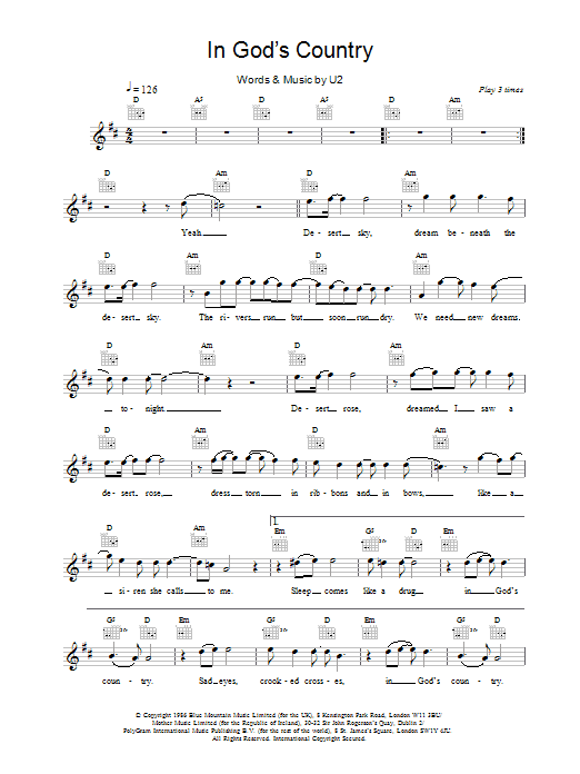 Produktgalerie: Seite 1 von 1 In God's Country, U2, Melodieinstrument