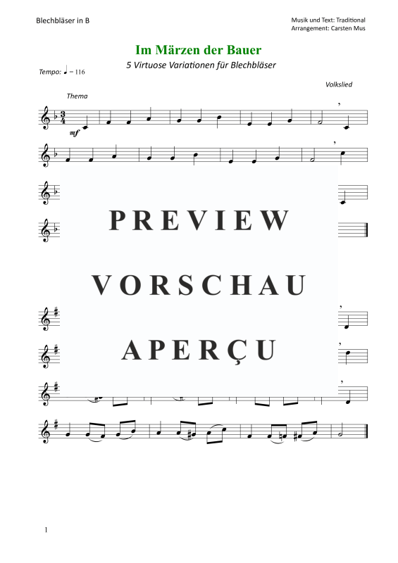 Produktgalerie: Seite 2 von 4 Im Märzen der Bauer , , (Trompete in B Solo)