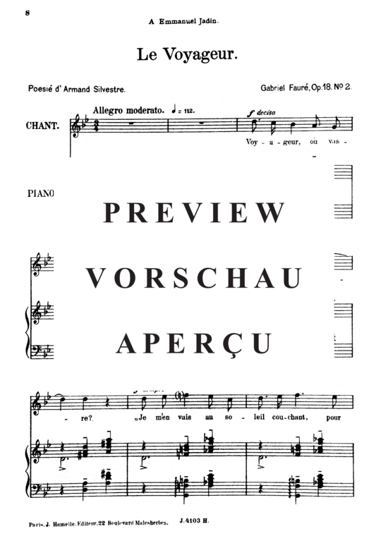 Product gallery: Page 2 of 5 Le voyageur Op.18 No.2, , High Voice and Piano