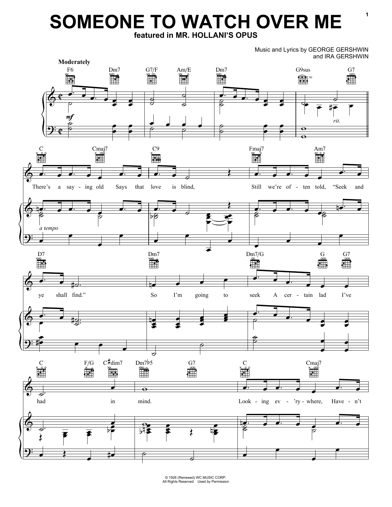 Product gallery: Page 1 of 1 Someone To Watch Over Me, George Gershwin
