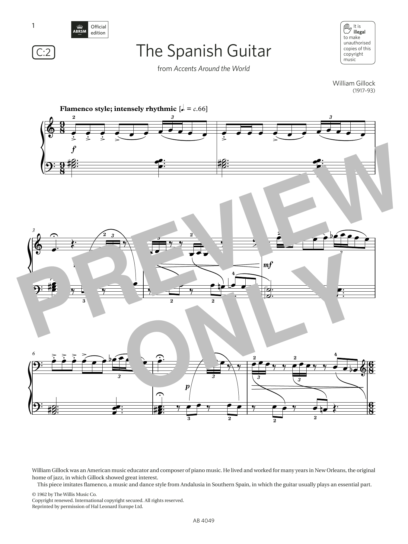 Produktbild zu: The Spanish Guitar (Grade 3, list C2, from the ABRSM Piano Syllabus 2023 & 2024)
