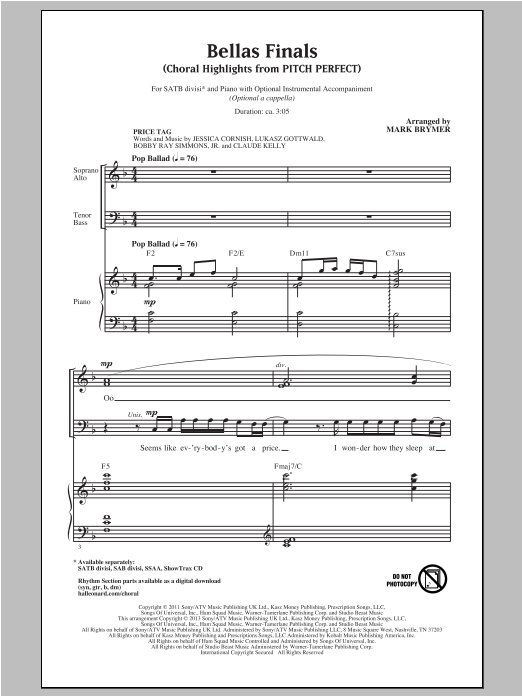 Product picture to: Bellas Finals (Choral Highlights from Pitch Perfect)(arr. Mark Brymer)