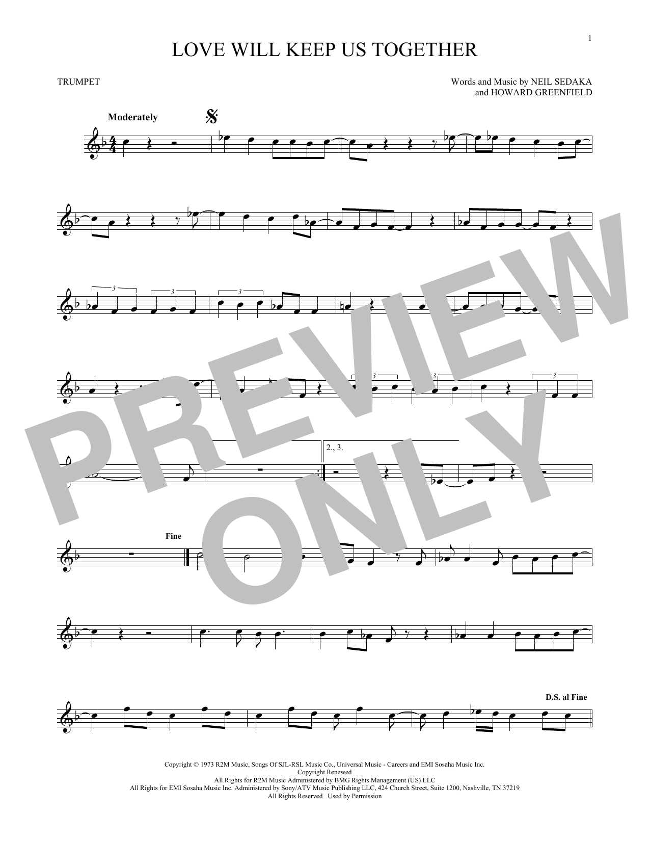 Produktgalerie: Seite 1 von 1 Love Will Keep Us Together, Captain & Tennille, Trompete