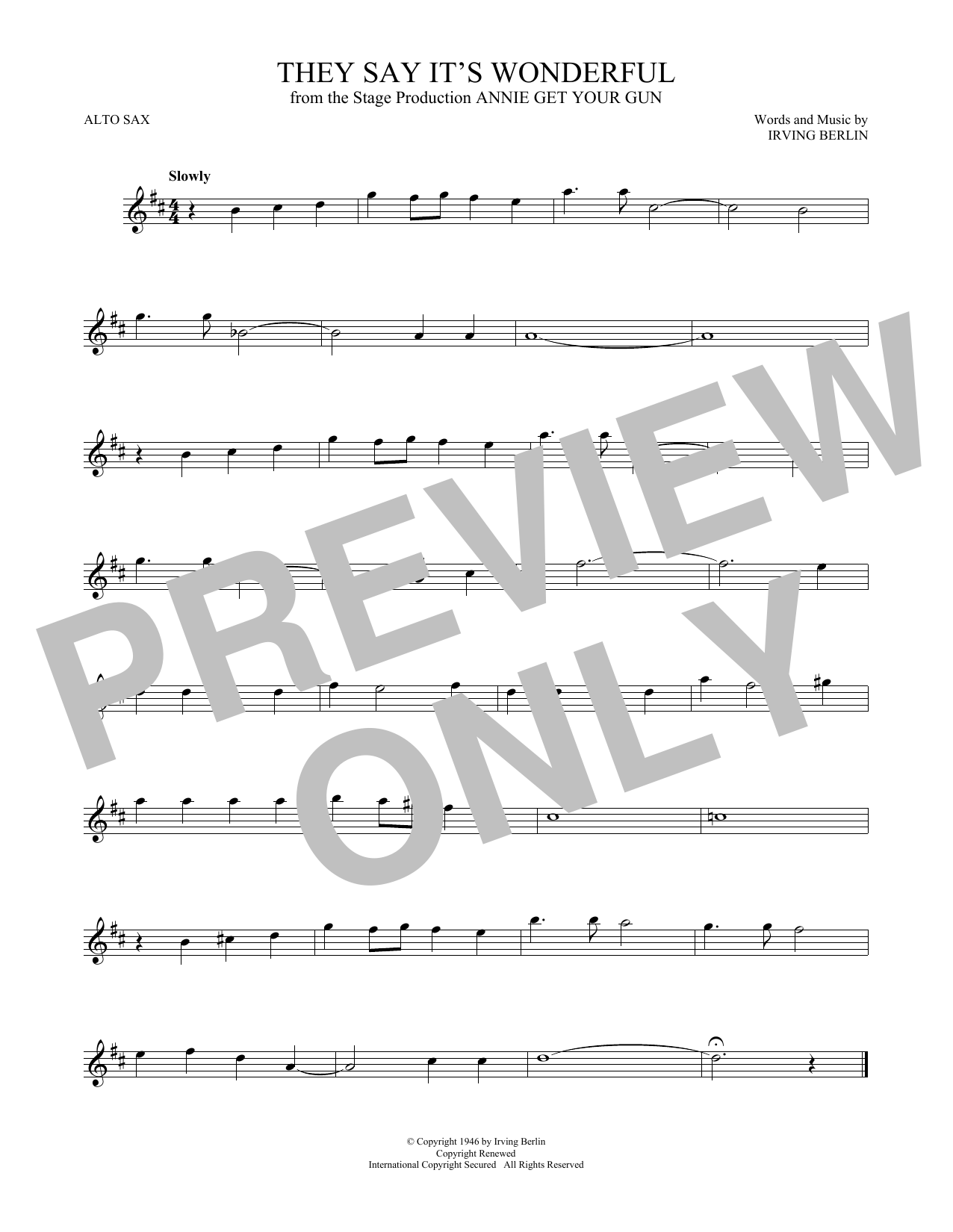 Product gallery: Page 1 of 1 They Say It's Wonderful (from Annie Get Your Gun), Irving Berlin